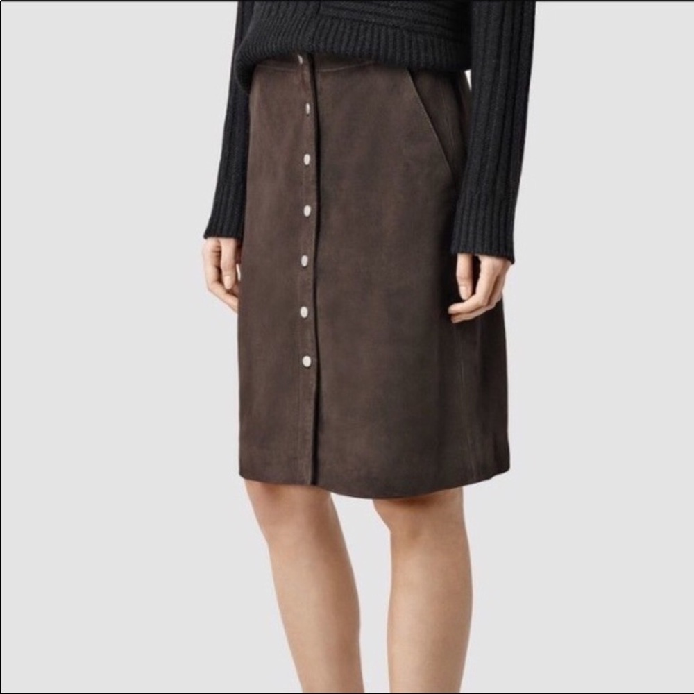 All Saints Emme Skirt - Dark Brown Suede US6/EU38